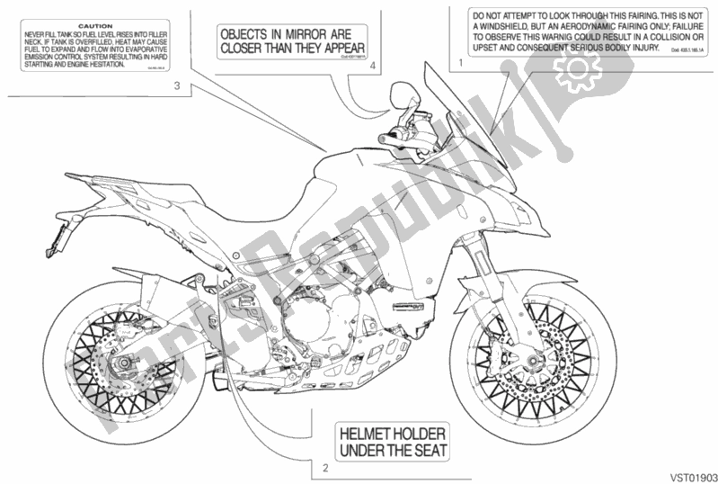 All parts for the Label, Warning of the Ducati Multistrada 1260 Enduro USA 2020